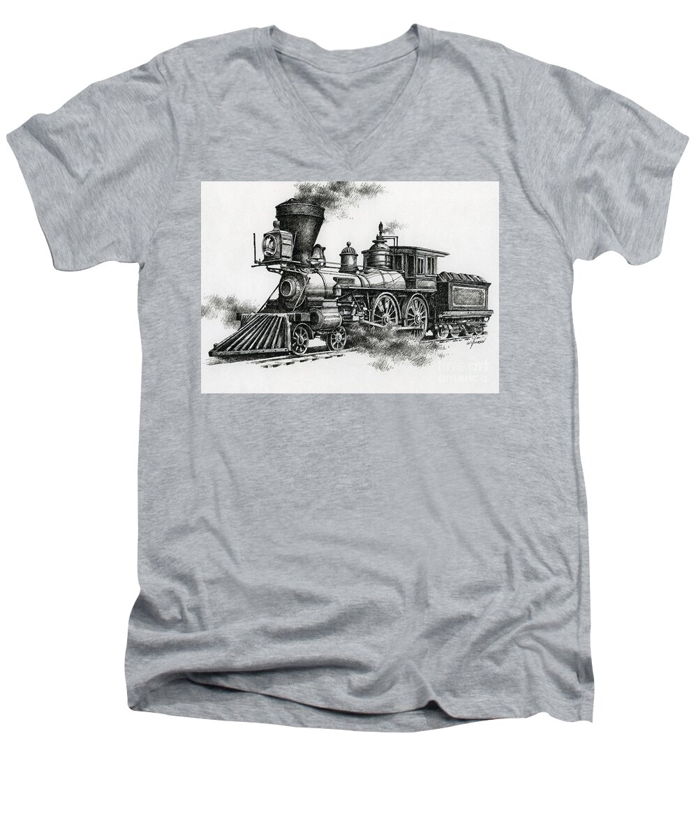 Pen Men's V-Neck T-Shirt featuring the painting Classic Steam by James Williamson