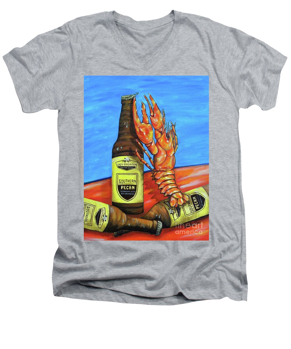 Beer Men's V-Neck T-Shirt featuring the painting Claw Opener by JoAnn Wheeler