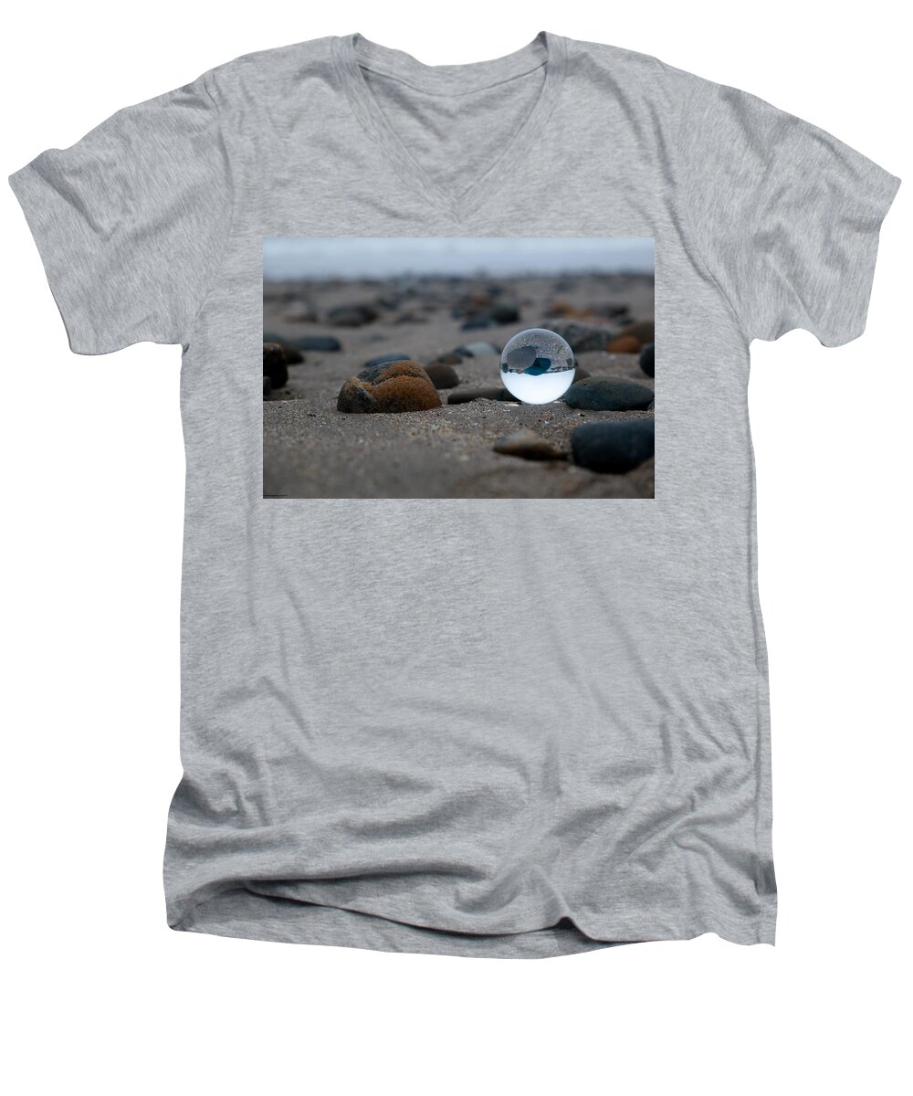 Capitola Men's V-Neck T-Shirt featuring the photograph Clear Rock by Lora Lee Chapman