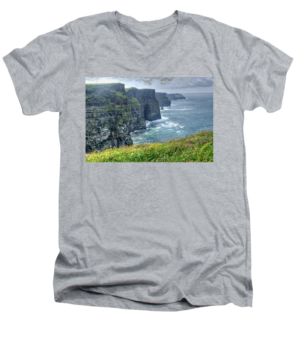 Ireland Men's V-Neck T-Shirt featuring the photograph Cliffs of Moher by Alan Toepfer