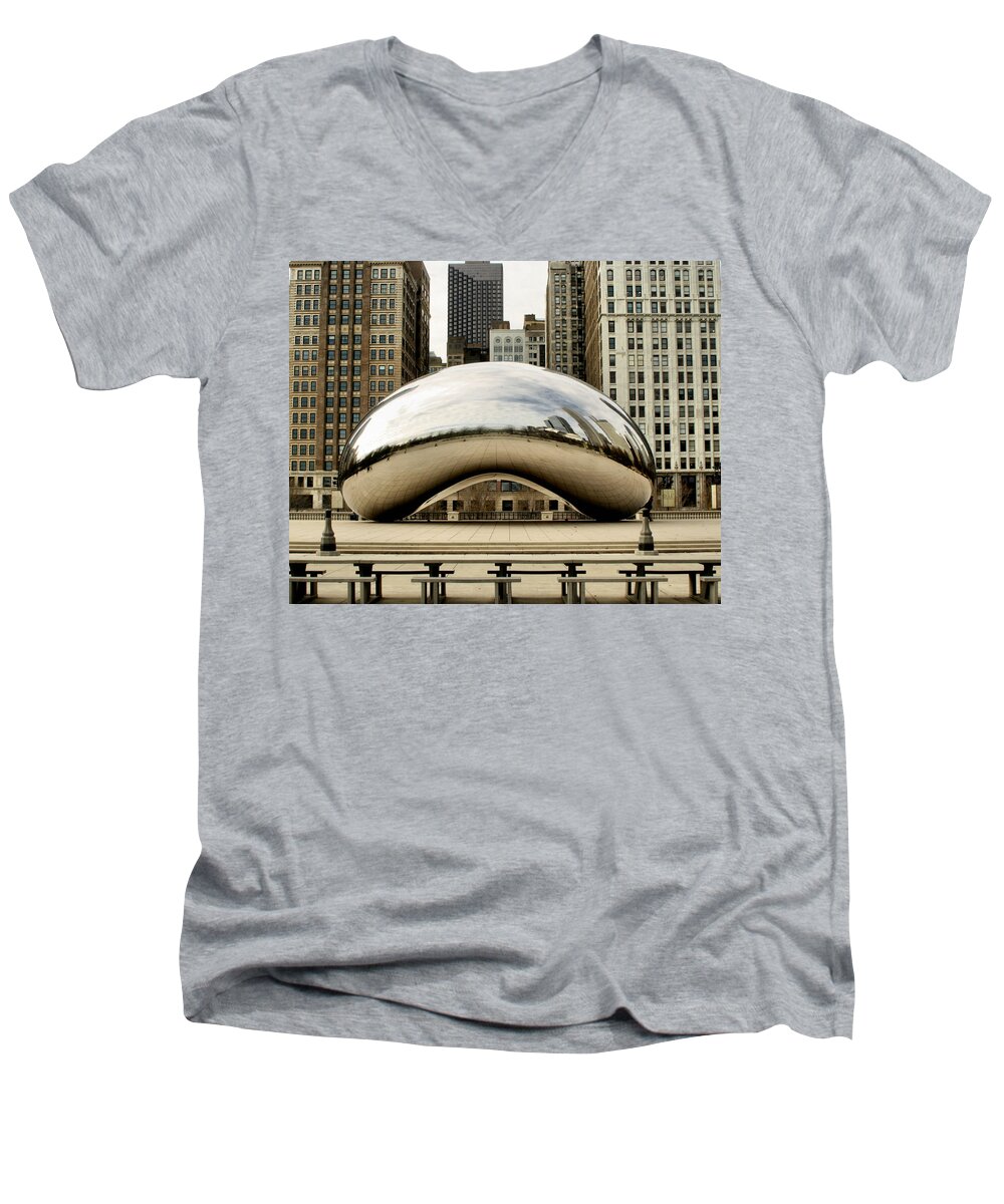 Chicago Men's V-Neck T-Shirt featuring the photograph Cloud Gate - 3 by Ely Arsha