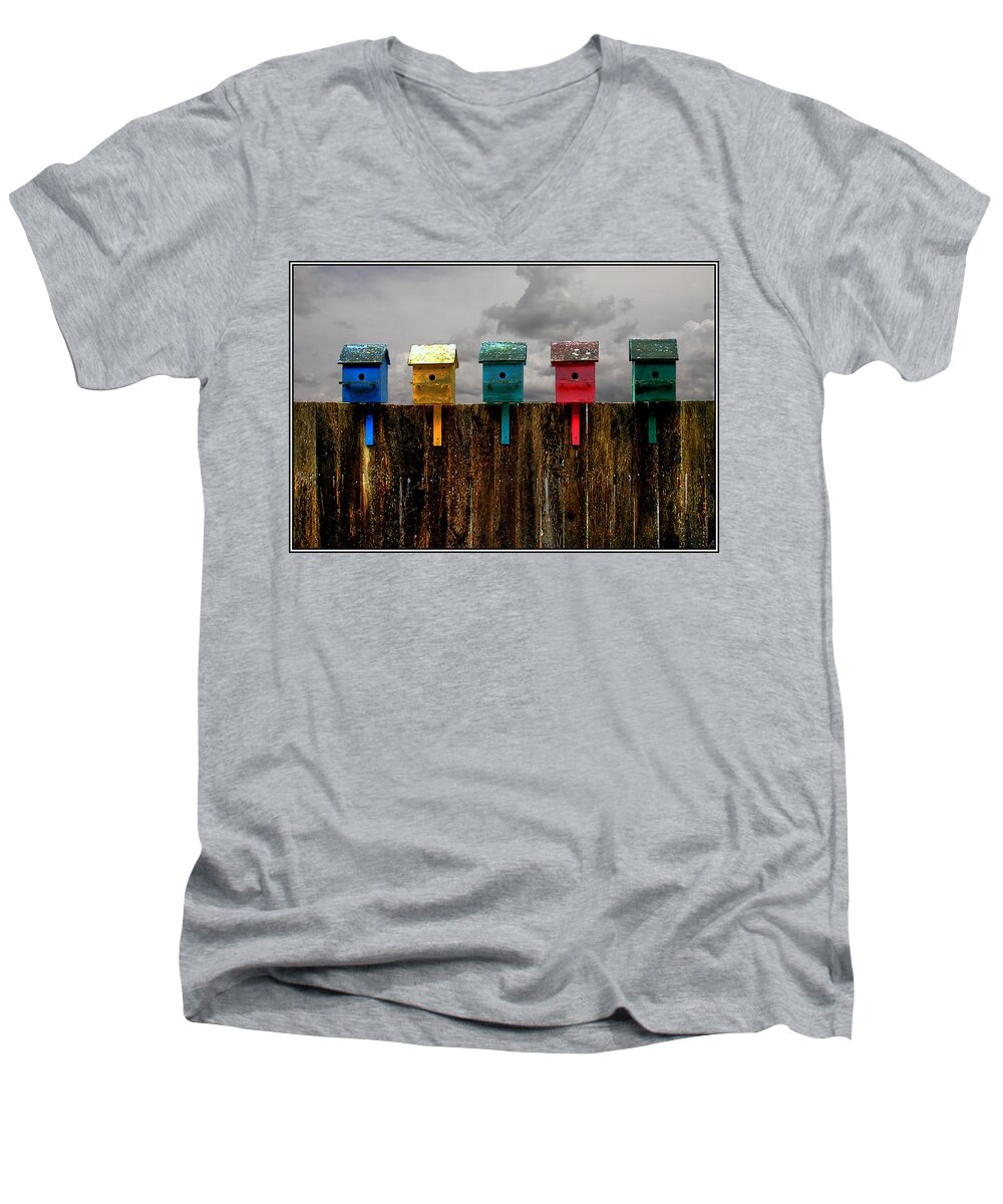 Birdhouse Men's V-Neck T-Shirt featuring the photograph Clouds in the Flightpath by Wayne King
