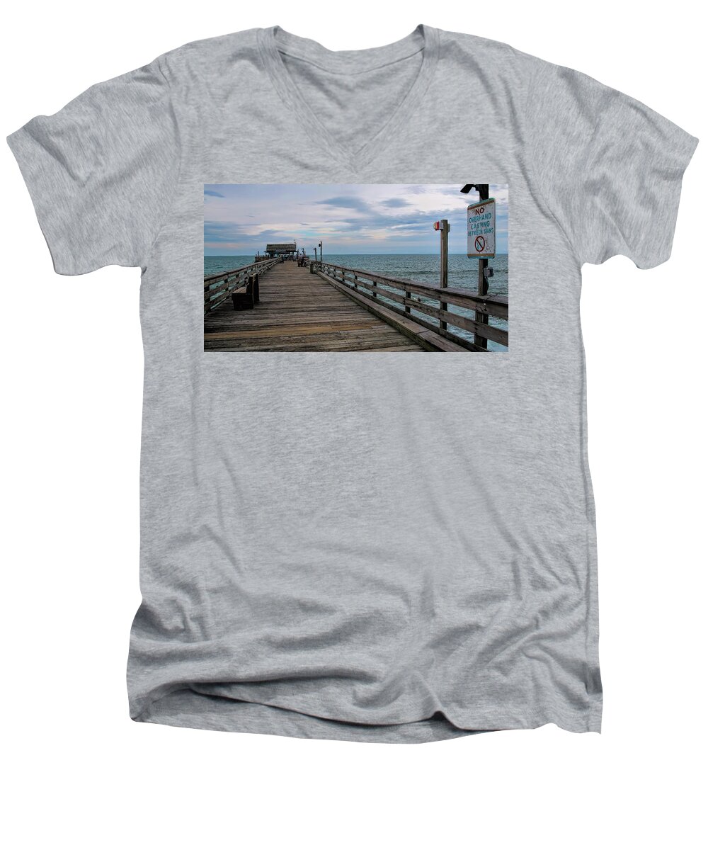 Pat Cook Men's V-Neck T-Shirt featuring the photograph Cocoa Beach by Pat Cook