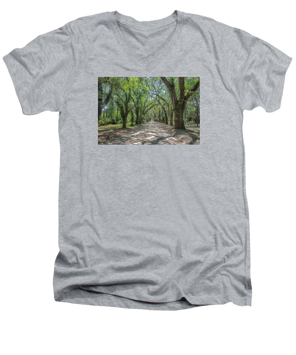 Landscape Men's V-Neck T-Shirt featuring the photograph Coffin Point Roadway by Patricia Schaefer