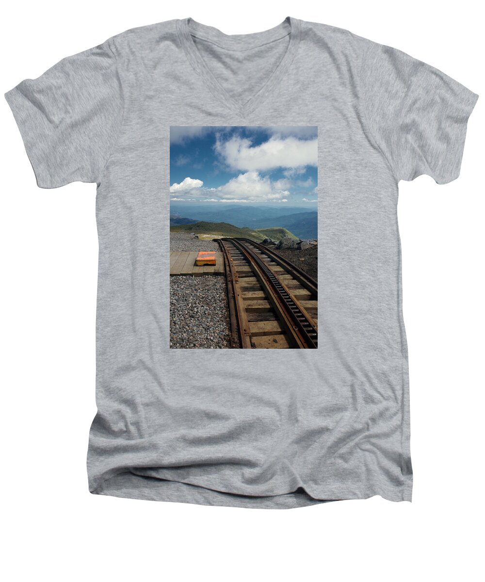 Lawrence Men's V-Neck T-Shirt featuring the photograph Cog Railway Stop by Lawrence Boothby