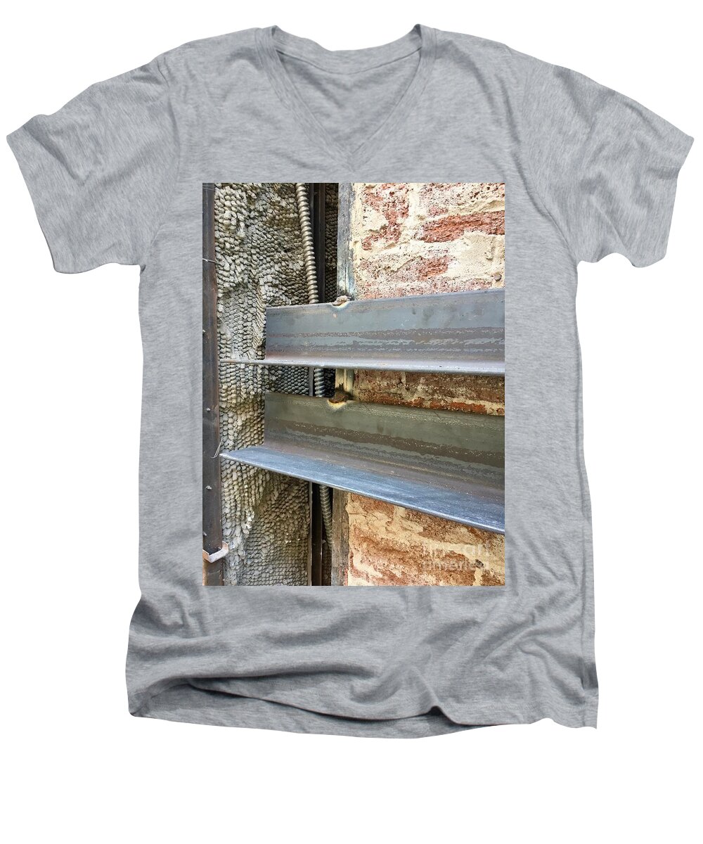 Angle Iron Brick Rough Exposed Men's V-Neck T-Shirt featuring the photograph Collage Series 1-10 by J Doyne Miller