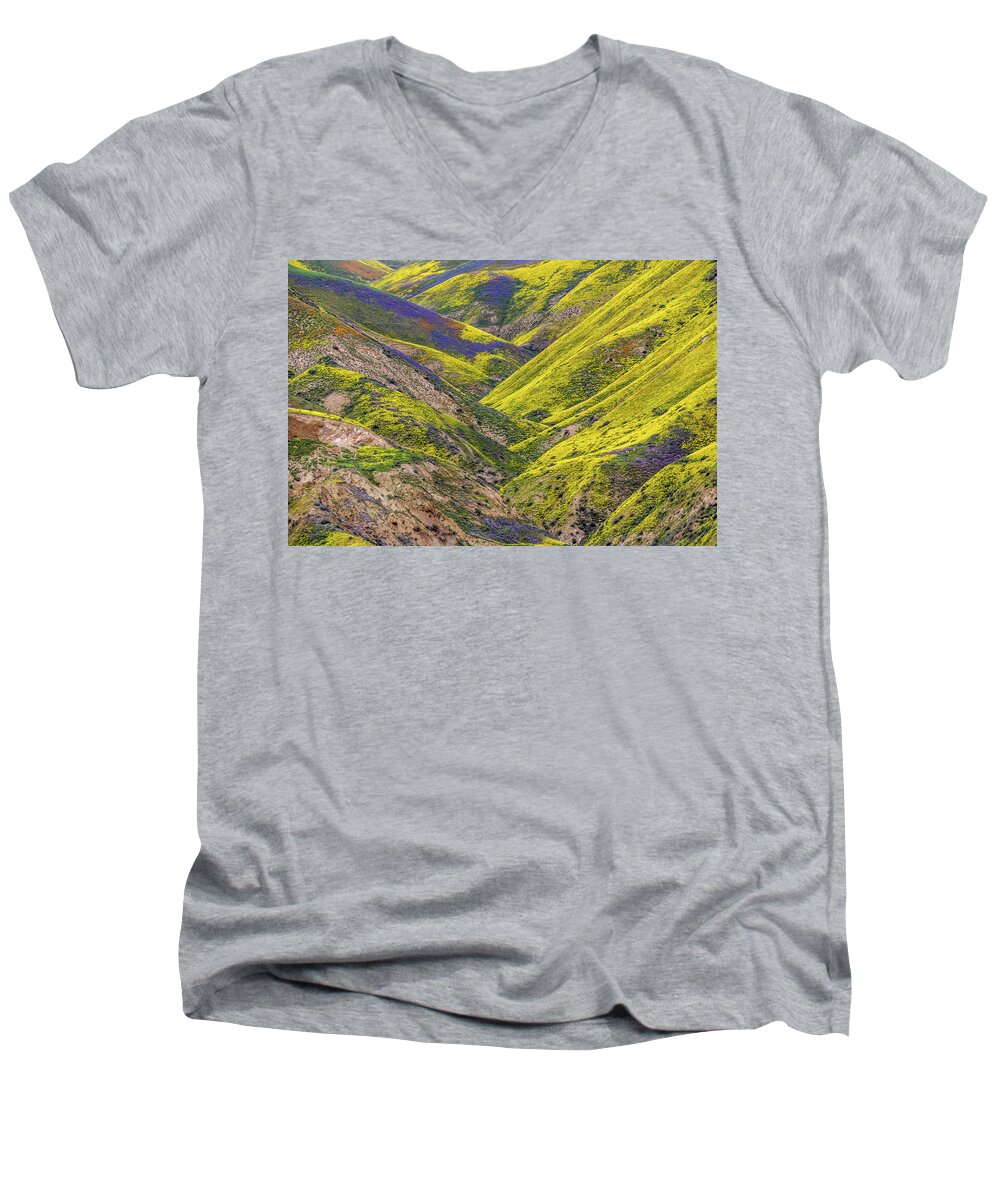 Blm Men's V-Neck T-Shirt featuring the photograph Color Valley by Peter Tellone