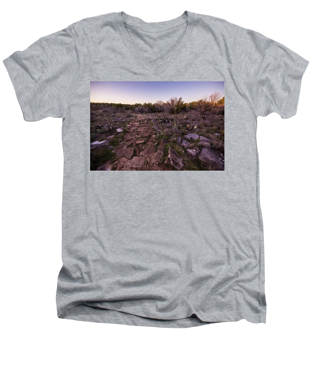 Colorado Men's V-Neck T-Shirt featuring the photograph Colorado Bend State Park Gorman Falls Trail #1 by Micah Goff