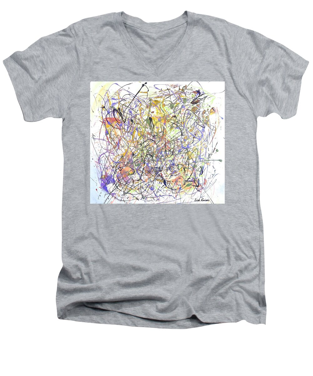 Icing Men's V-Neck T-Shirt featuring the painting Colorful Blog by Lisa Kaiser