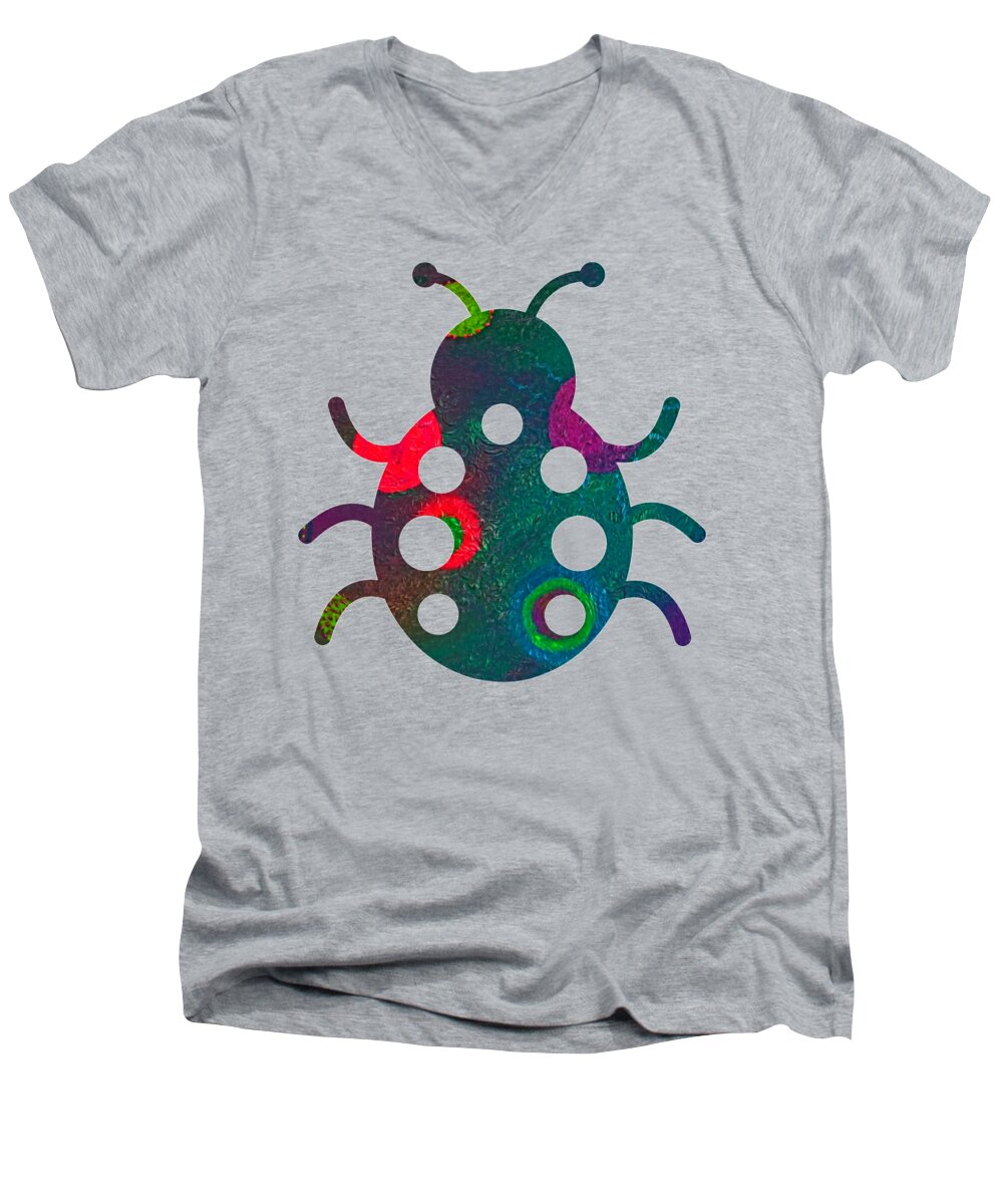 Beetle Men's V-Neck T-Shirt featuring the digital art Colorful Crawling Critter by Rachel Hannah