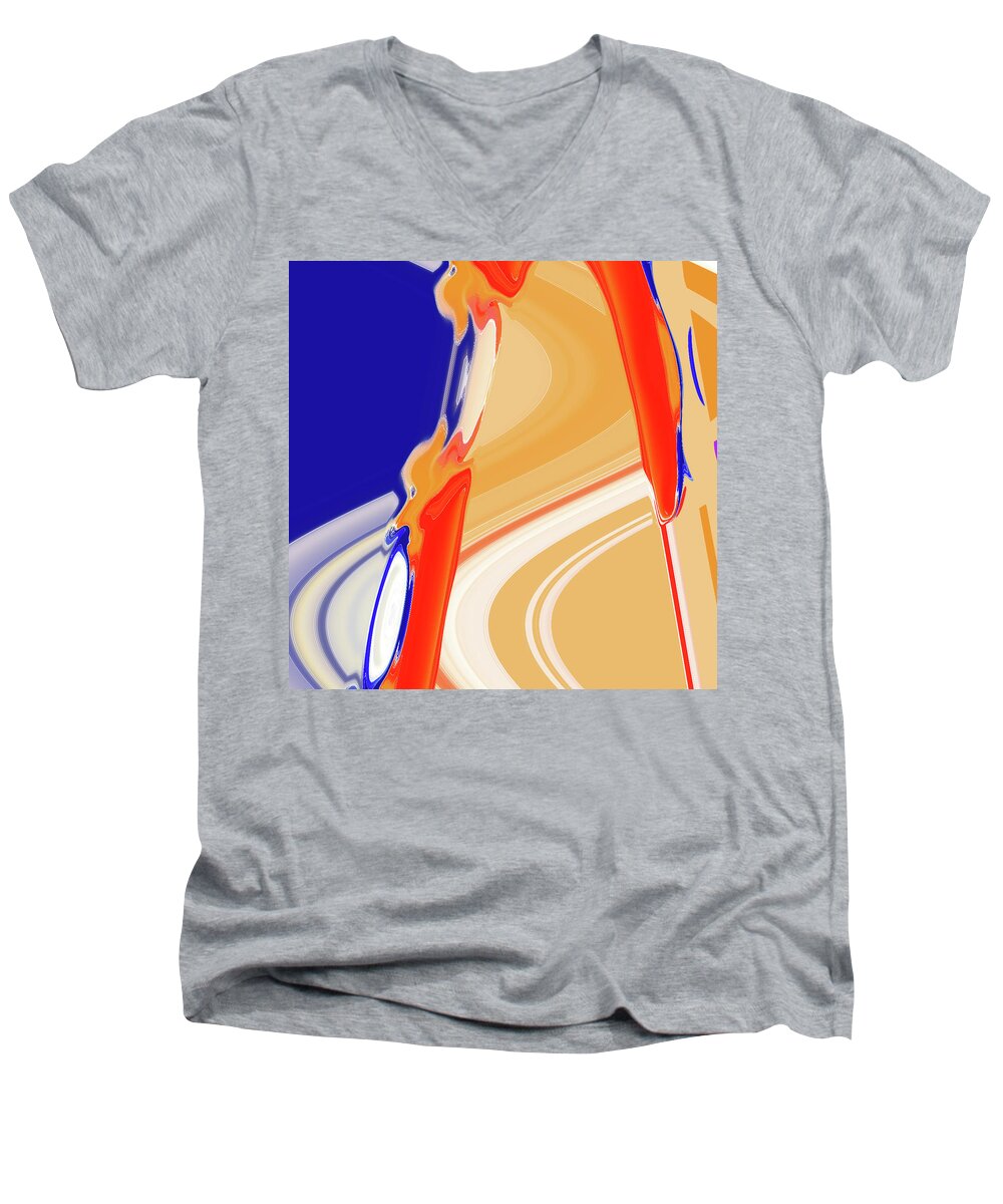 Abstract Men's V-Neck T-Shirt featuring the digital art Colorguard by Gina Harrison