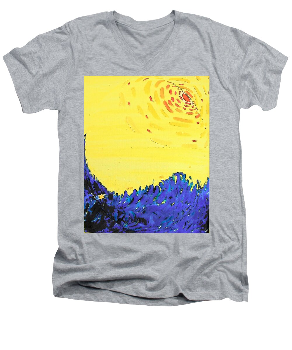 Abstract Men's V-Neck T-Shirt featuring the painting Comet by Lenore Senior
