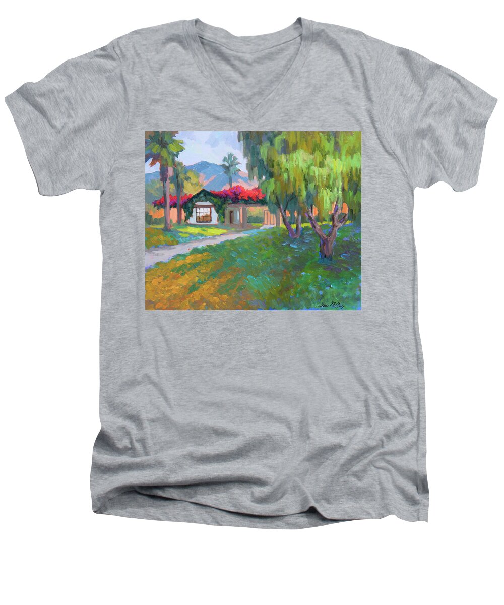 La Quinta Men's V-Neck T-Shirt featuring the painting Coming Home to Traditions by Diane McClary