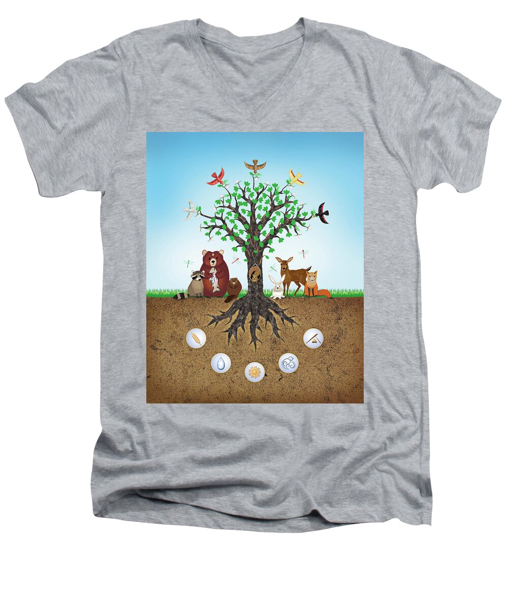 Common Ground Men's V-Neck T-Shirt featuring the digital art Common Ground by Linda Carruth