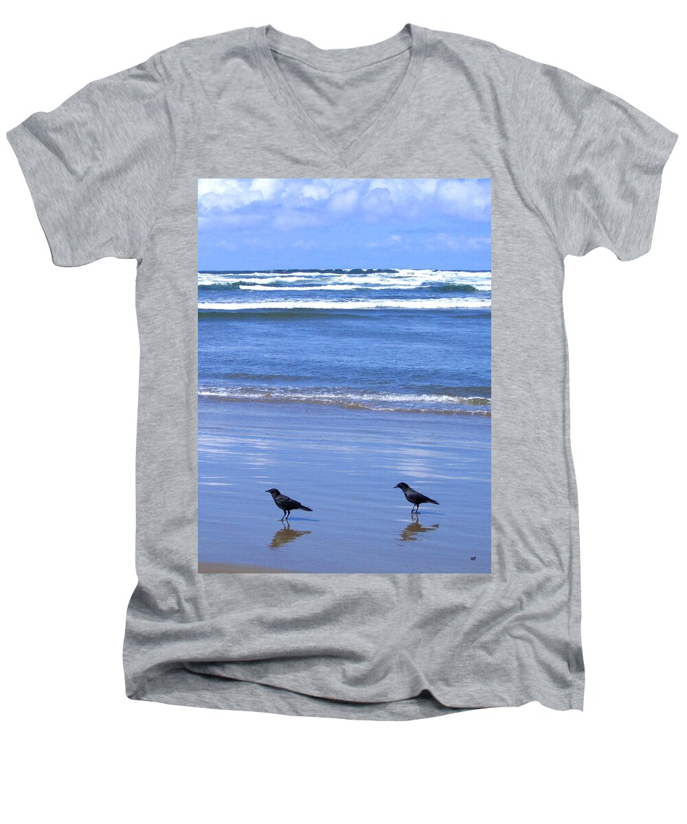 Crows Men's V-Neck T-Shirt featuring the photograph Companion Crows by Will Borden