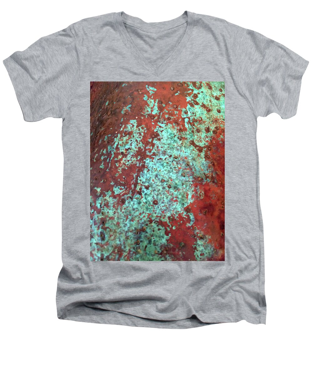 Copper Patina Men's V-Neck T-Shirt featuring the photograph Copper Patina No. 22-1 by Sandy Taylor