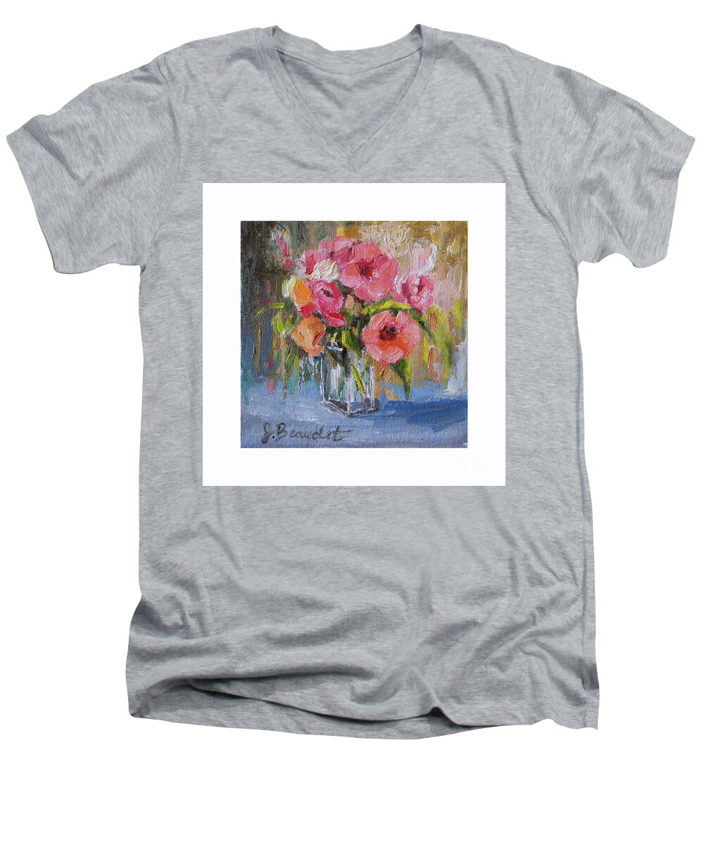  Men's V-Neck T-Shirt featuring the painting Coral Bouquet by Jennifer Beaudet