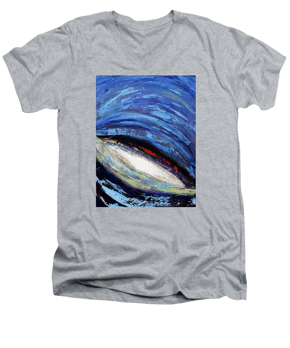 Abstract. Blues Men's V-Neck T-Shirt featuring the painting Core by Dick Bourgault
