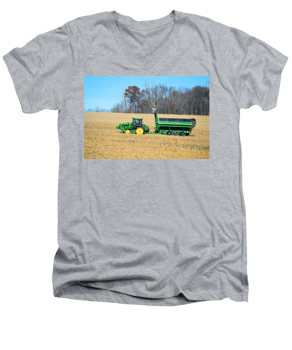 Harvest Men's V-Neck T-Shirt featuring the photograph Corn Harvest by Bonfire Photography