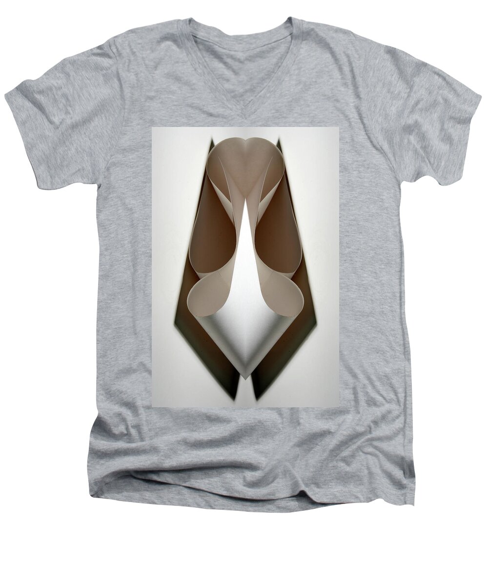 Paper Sculpture Men's V-Neck T-Shirt featuring the sculpture Cornered Curves by Rein Nomm