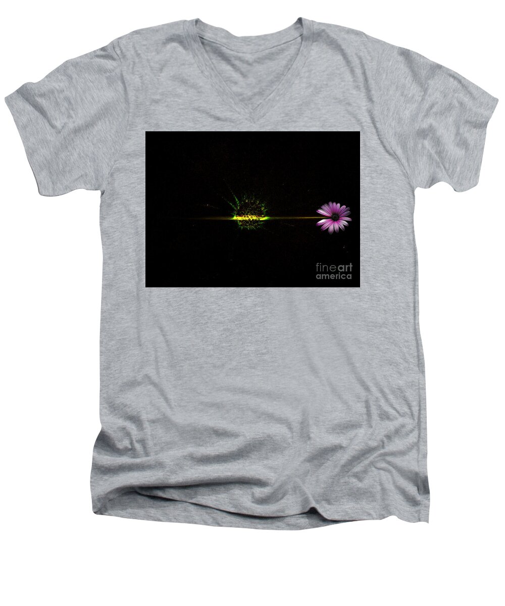 Digital Men's V-Neck T-Shirt featuring the digital art Cosmic Splash by Fei A