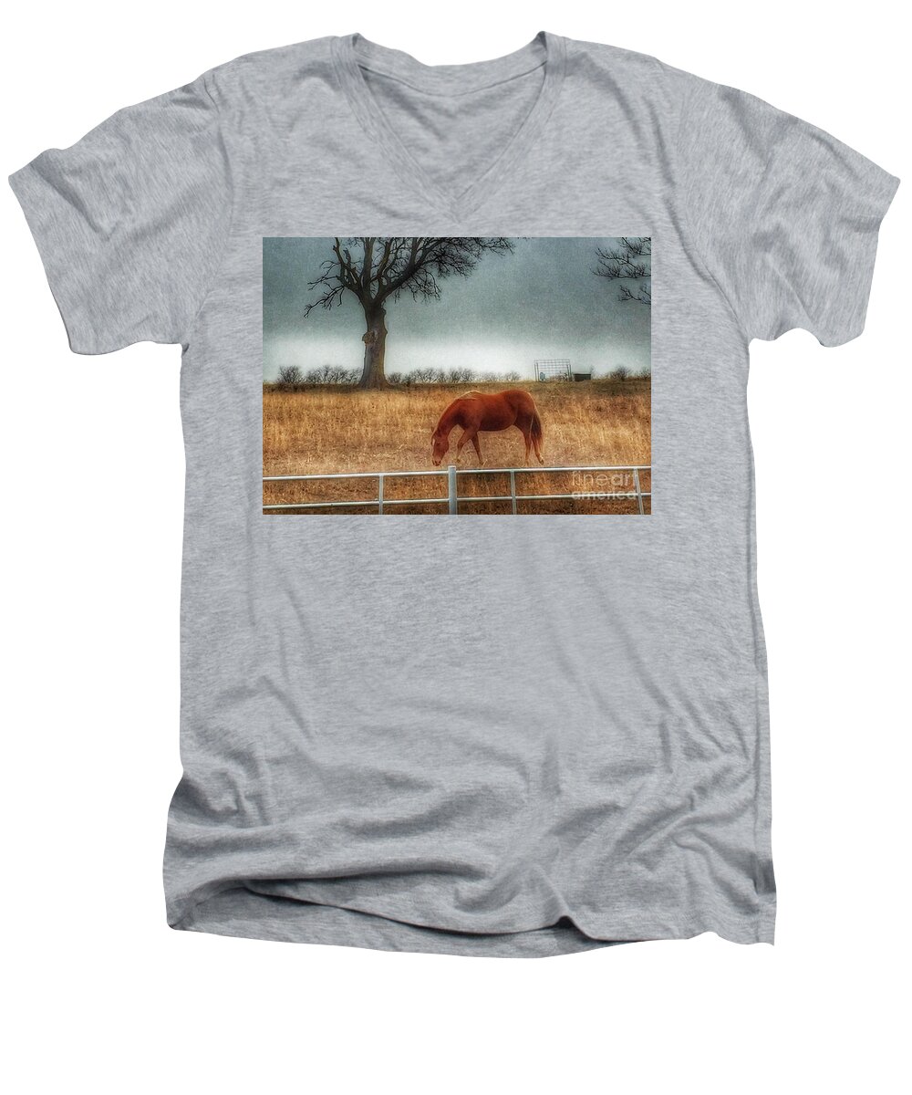1000 Views Men's V-Neck T-Shirt featuring the photograph County Road 4100 by Jenny Revitz Soper