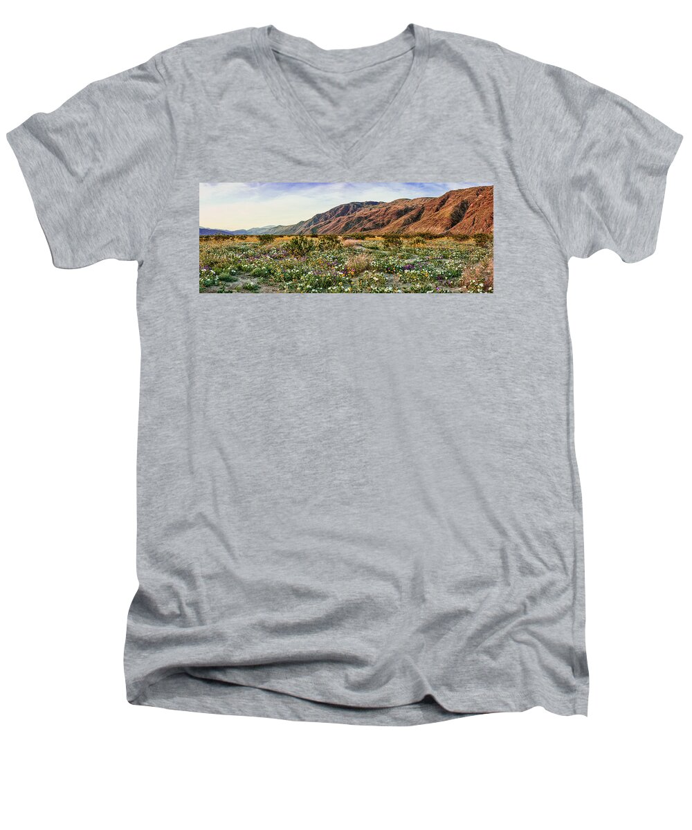 Coyote Canyon Sweet Light Men's V-Neck T-Shirt featuring the photograph Coyote Canyon Sweet Light by Daniel Hebard