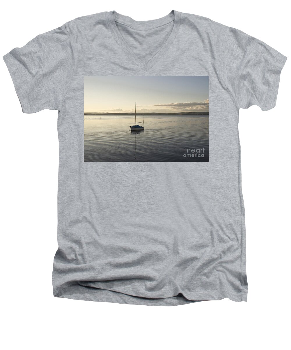 Boat Men's V-Neck T-Shirt featuring the photograph Cramond. Boat. by Elena Perelman