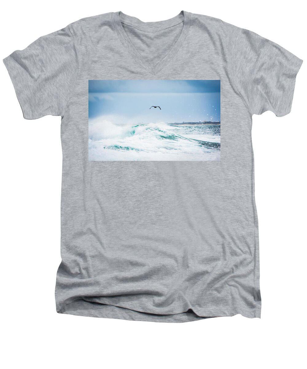 Waves Men's V-Neck T-Shirt featuring the photograph Crashing Waves by Parker Cunningham