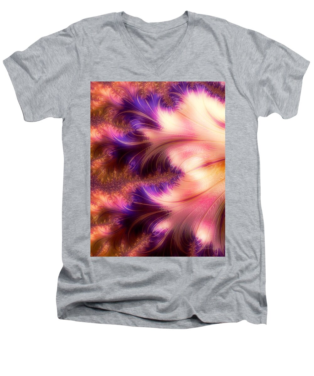 Cream Men's V-Neck T-Shirt featuring the photograph Cream and Purple Haze by Diane Lindon Coy