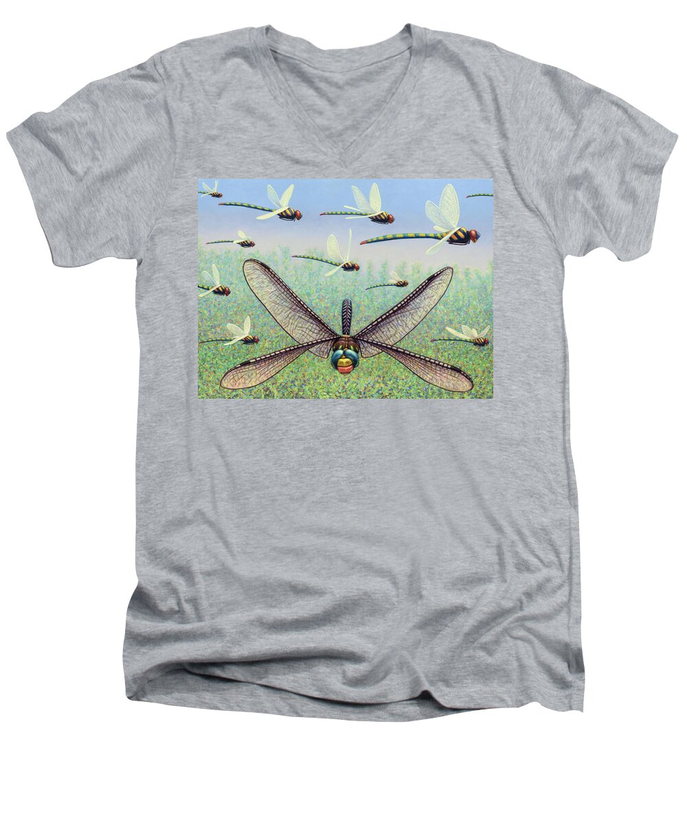 Dragonfly Men's V-Neck T-Shirt featuring the painting Crossways by James W Johnson