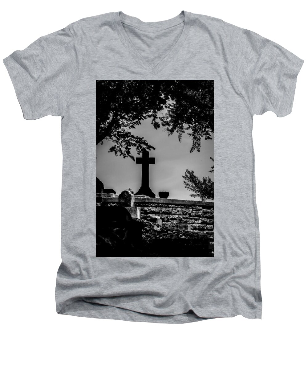 Cross Men's V-Neck T-Shirt featuring the photograph Crucis by James L Bartlett