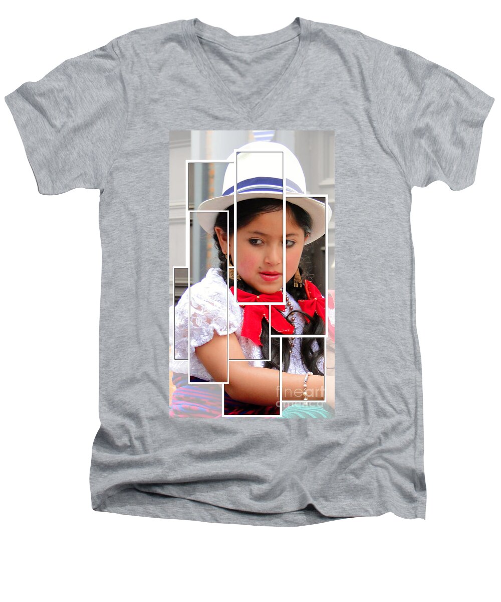 Expression Men's V-Neck T-Shirt featuring the photograph Cuenca Kids 890 by Al Bourassa