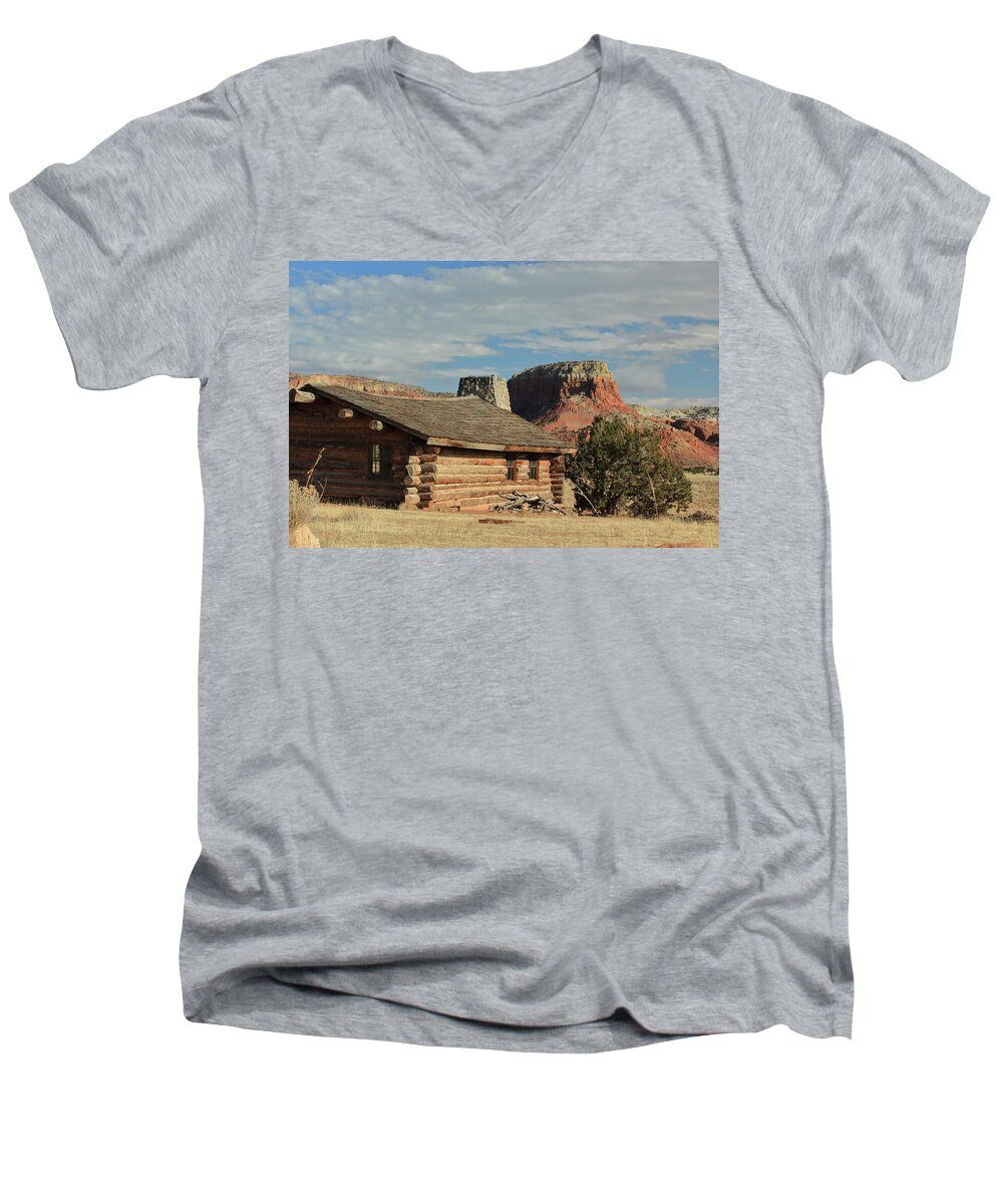 Cabin Men's V-Neck T-Shirt featuring the photograph Curly's Cabin by David Diaz