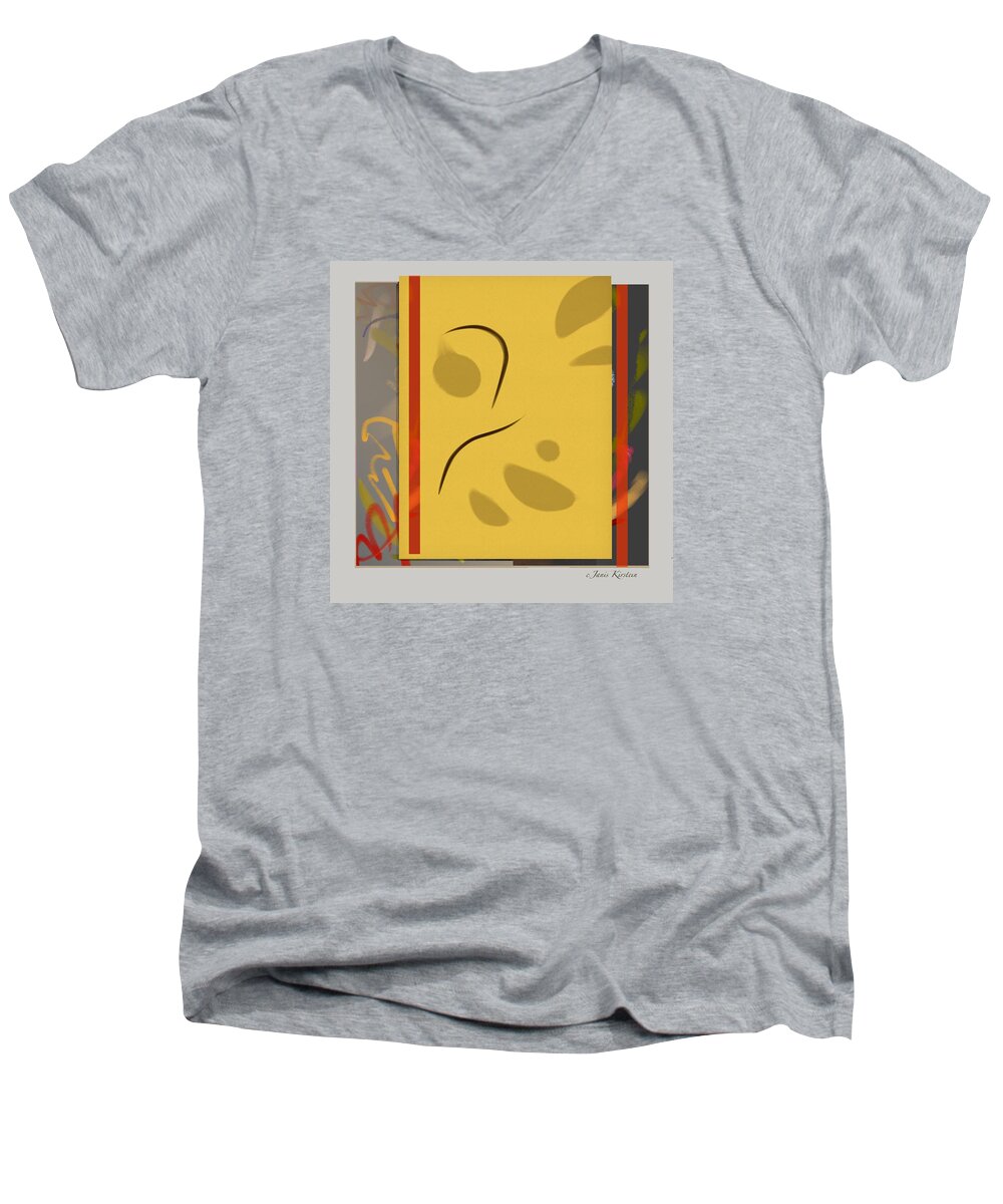 Abstract Men's V-Neck T-Shirt featuring the digital art Curve Curve Curve 21 by Janis Kirstein
