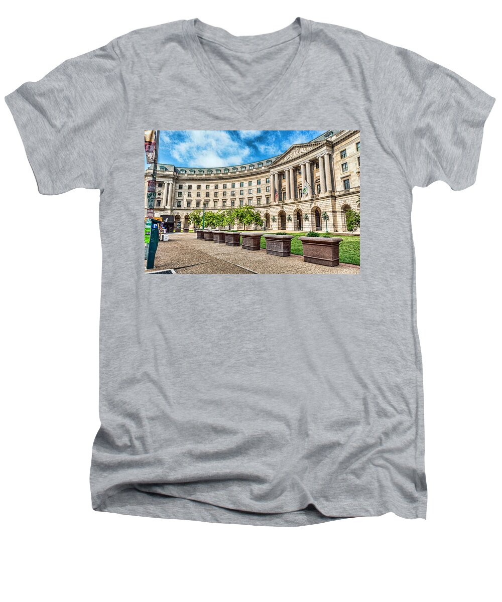 Environmental Protection Agency Men's V-Neck T-Shirt featuring the photograph Curved EPA by Sennie Pierson