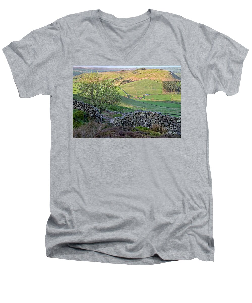 Danby Yorkshire Men's V-Neck T-Shirt featuring the photograph Danby Dale Countryside by Martyn Arnold