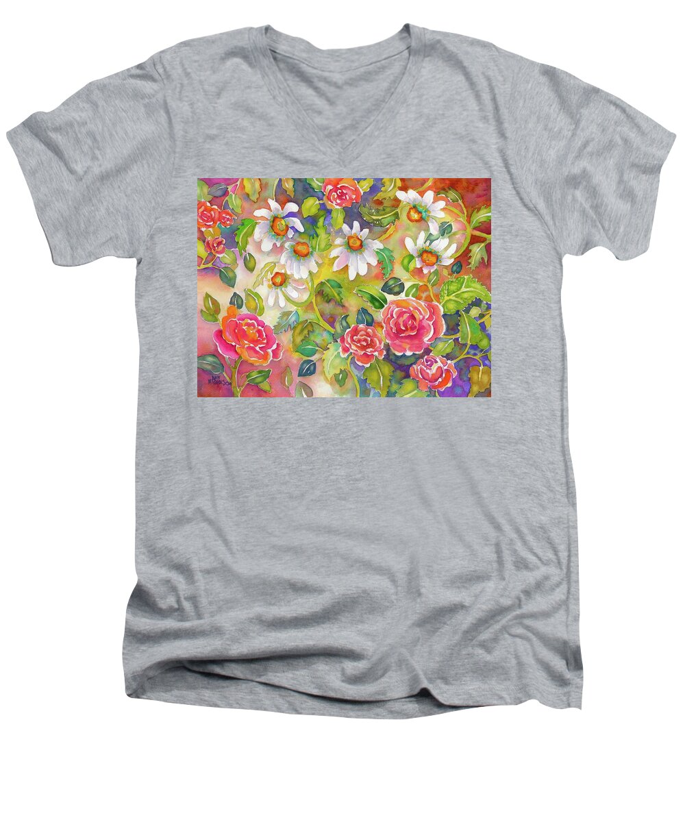 Watercolor Men's V-Neck T-Shirt featuring the painting Dance by Ann Nicholson