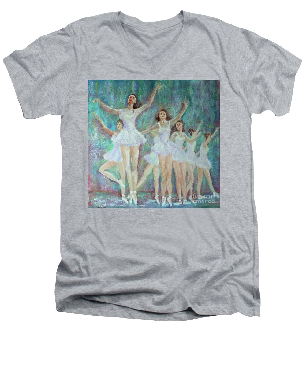 Impressionism Men's V-Neck T-Shirt featuring the painting Dance Rehearsal by Lyric Lucas
