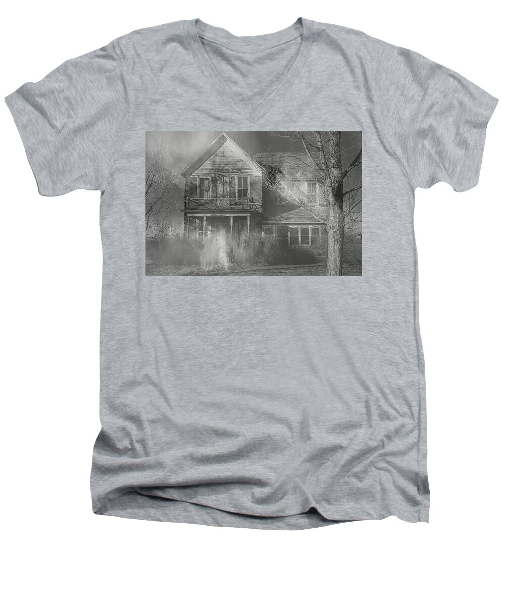  Haunted Men's V-Neck T-Shirt featuring the photograph Dancing Ghosts by Theresa Campbell