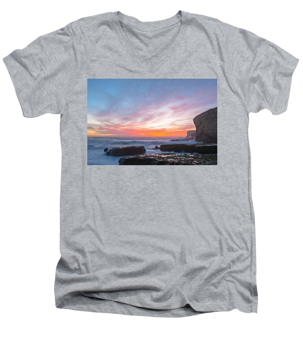 Seascape Men's V-Neck T-Shirt featuring the photograph Dawn by Catherine Lau