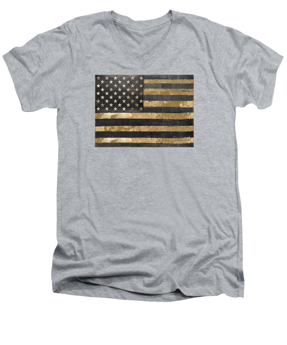 American Flag Men's V-Neck T-Shirt featuring the painting Dawn's Early Light by Mindy Sommers