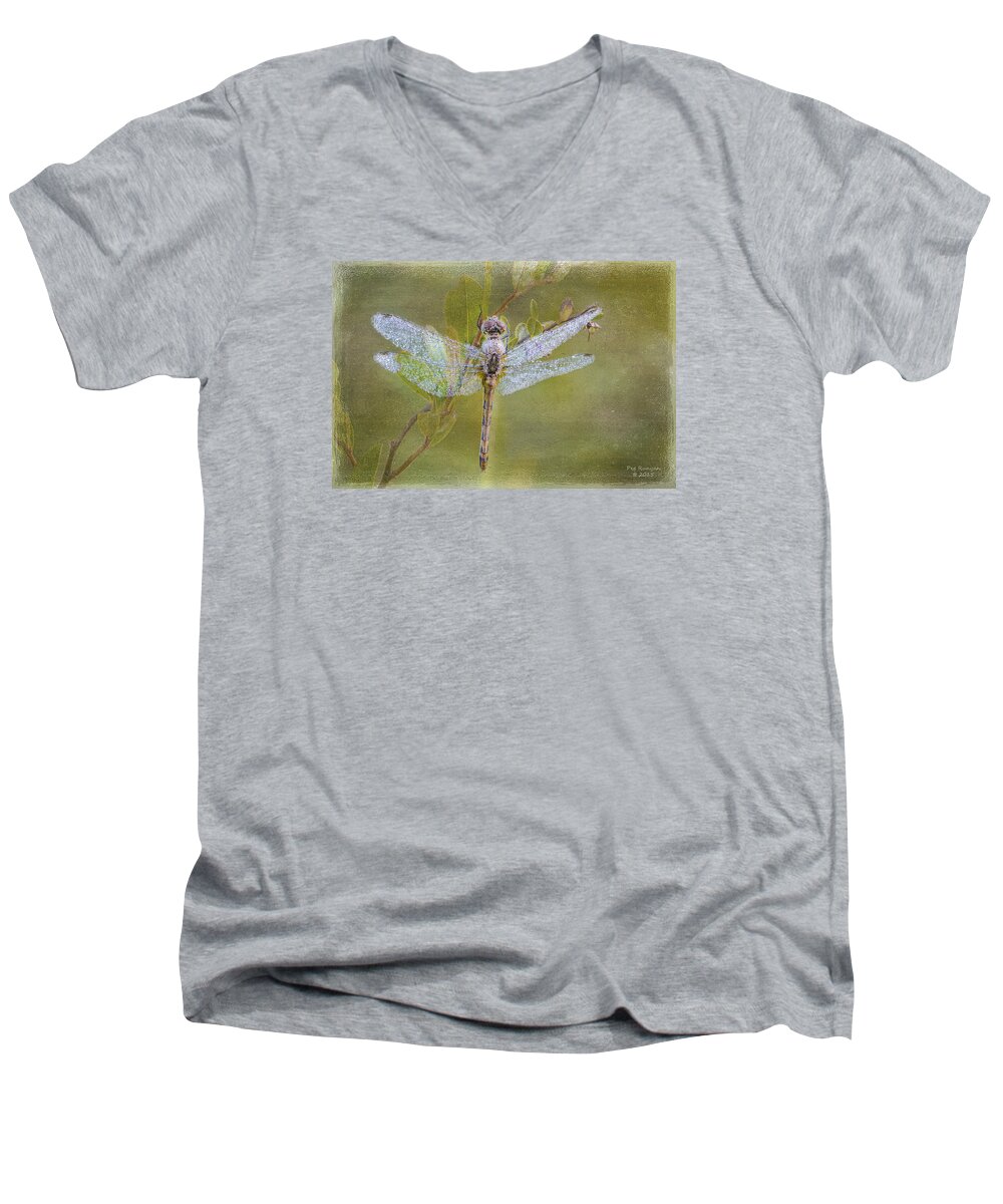 Dragonfly Men's V-Neck T-Shirt featuring the photograph Daylight Diamonds with Texture by Peg Runyan