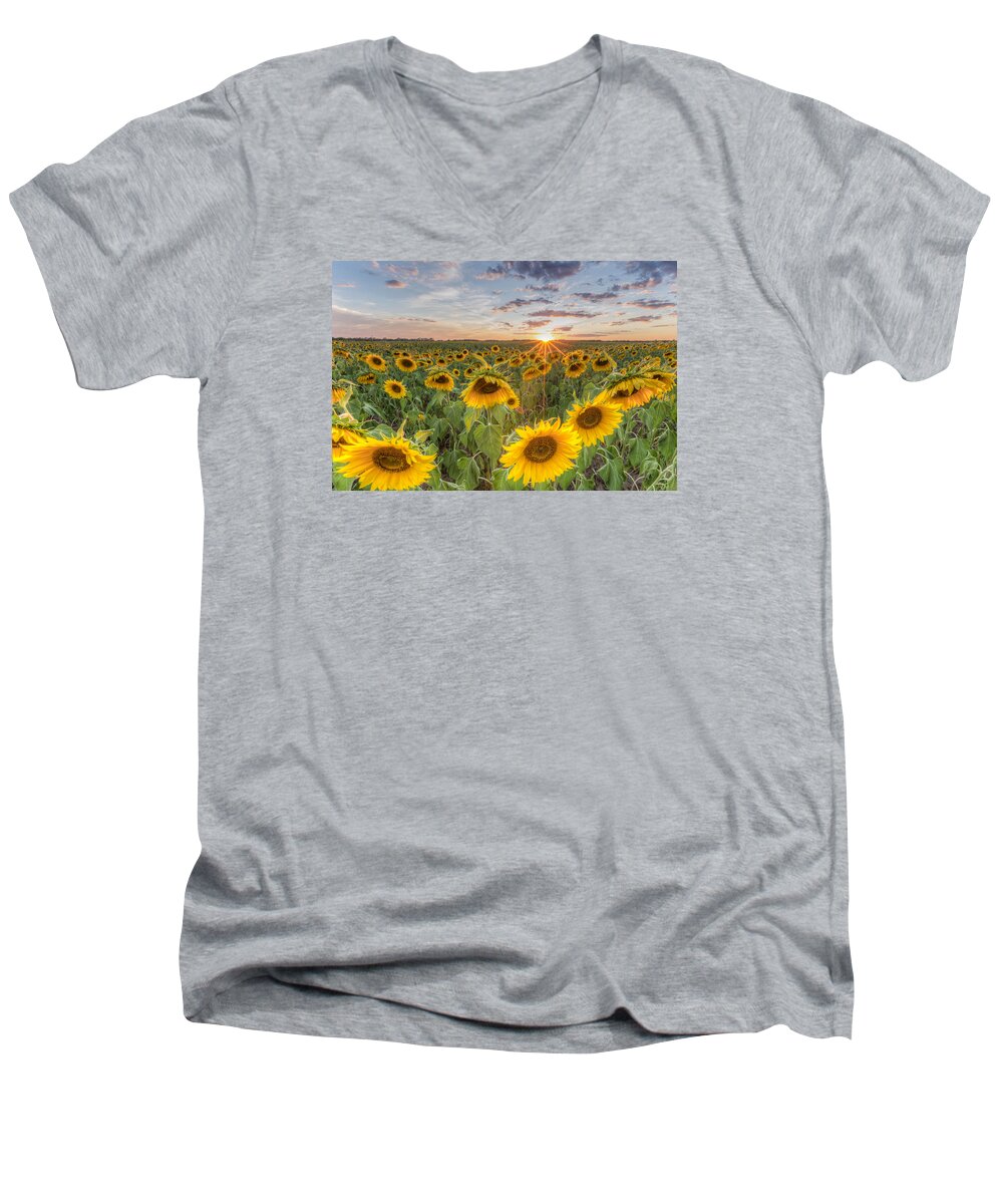 Flowers Men's V-Neck T-Shirt featuring the photograph Day's End by Paul Schultz
