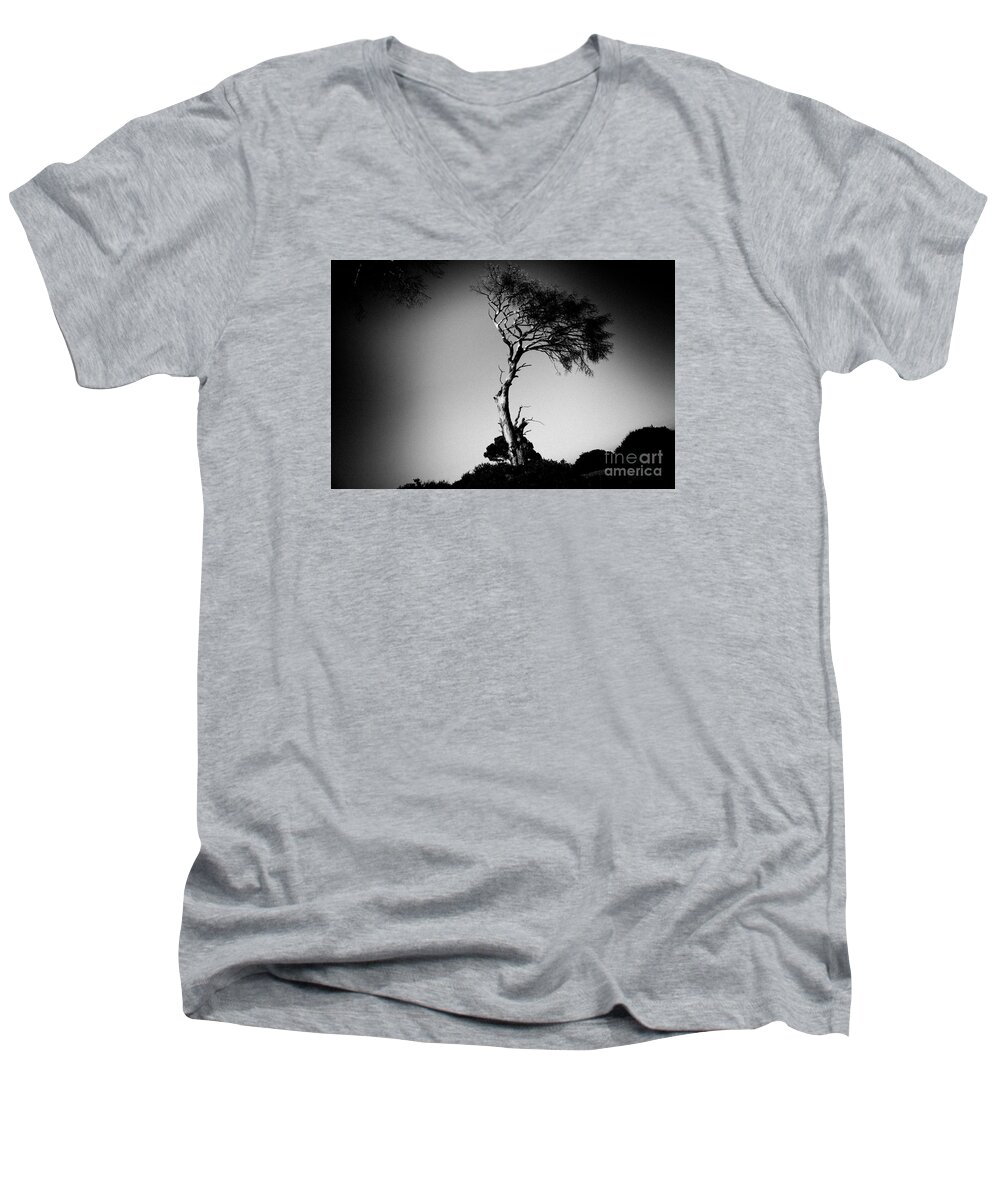 Water Men's V-Neck T-Shirt featuring the photograph Dead tree bw by Raimond Klavins