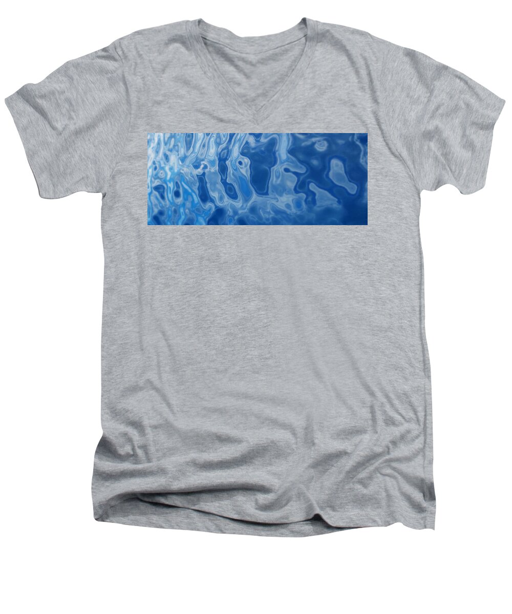 Blue Men's V-Neck T-Shirt featuring the digital art Deep Blue Tide by Steven Robiner