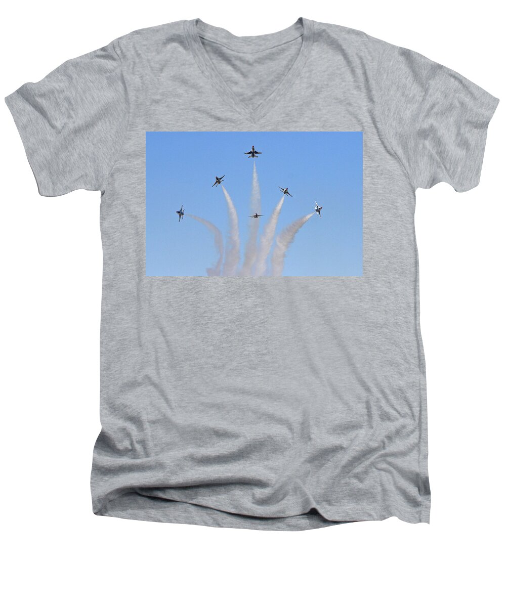F-16 Men's V-Neck T-Shirt featuring the photograph Delta Burst by Shoal Hollingsworth