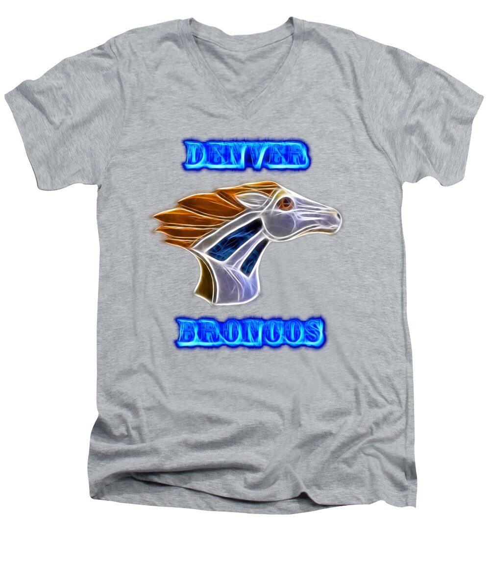 Broncos Men's V-Neck T-Shirt featuring the photograph Denver Broncos 2 by Shane Bechler