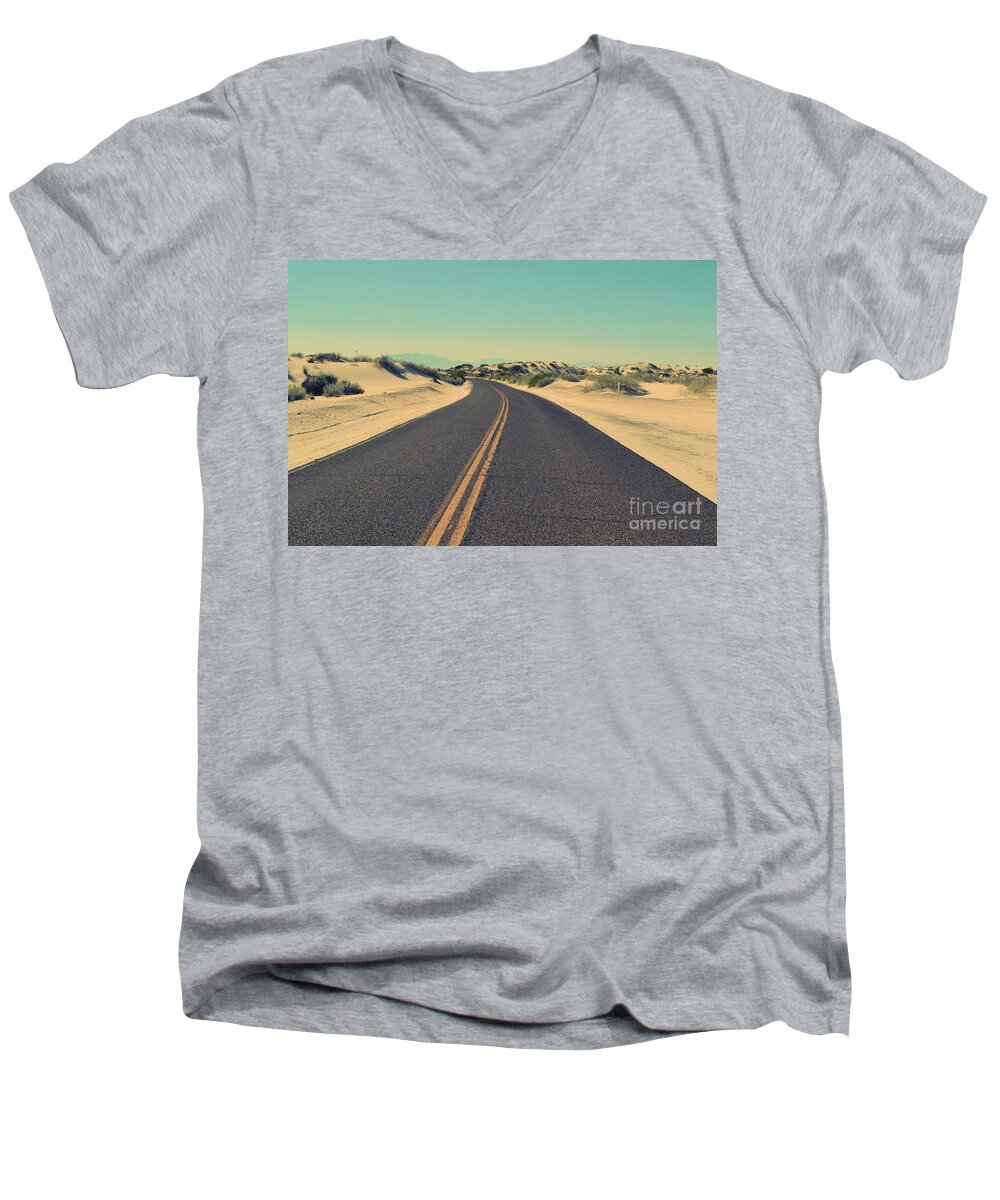 Photography Men's V-Neck T-Shirt featuring the photograph Desert Road by MGL Meiklejohn Graphics Licensing