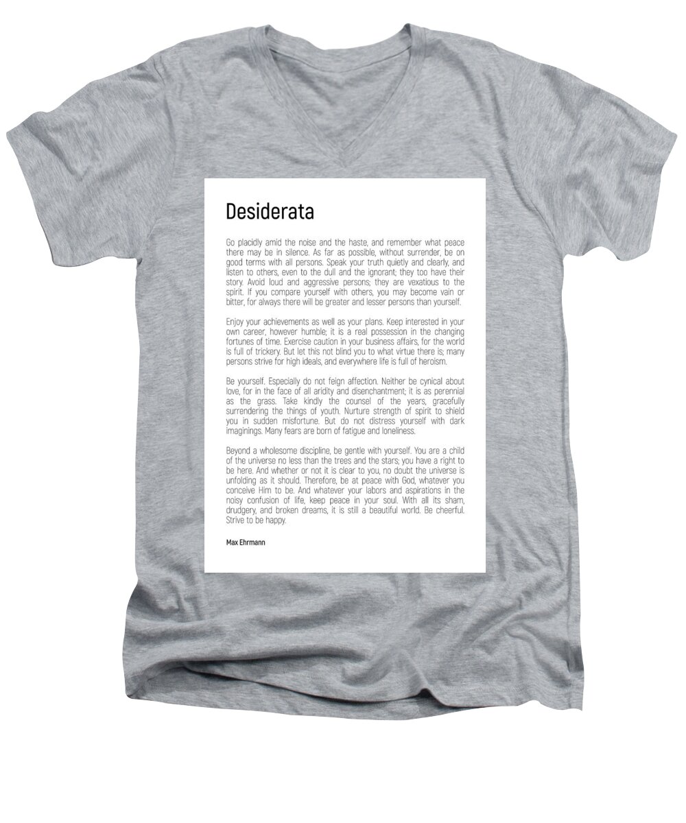Desiderata Men's V-Neck T-Shirt featuring the photograph Desiderata #minimalism by Andrea Anderegg
